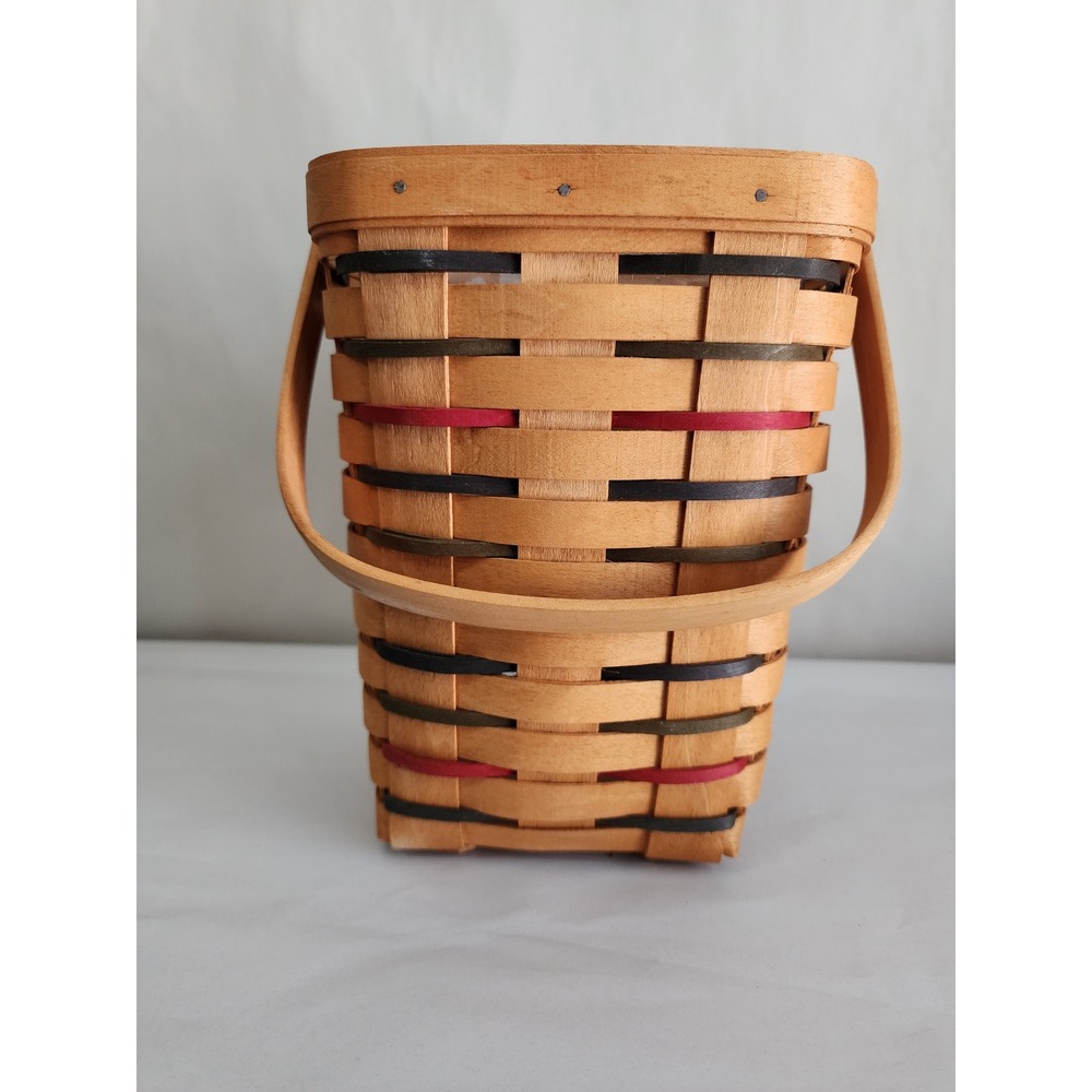 Longaberger 1996 Handcrafted Tapered Basket with Handle and Plastic Liner